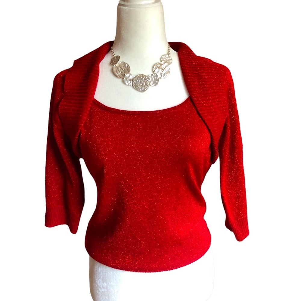 Party Red Sparkle Tank & Shrug Twofer